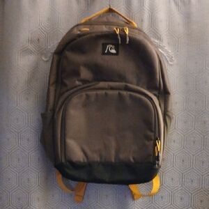 Quiksilver Brown and Black Backpack with Yellow Details